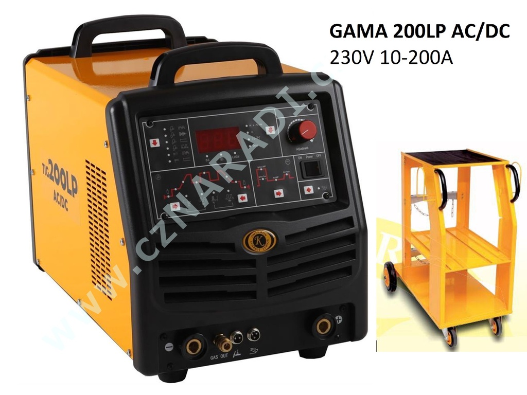 GAMA TIG 200LP AC/DC + hořák TIG + zemnícího kabel + vozík