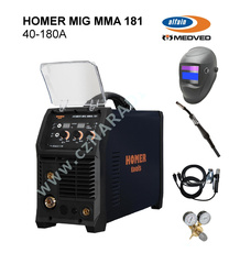 HOMER MIG MMA 181 + hořák + red. ventil + kukla, multifunkční svářečka