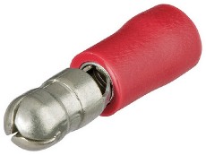 Kabelové koncovky - konektor kulatý - červená 100ks